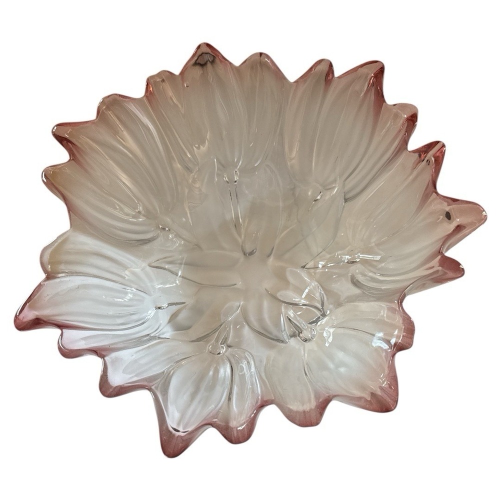 Mikasa Waltherglas Pink Tulip Large Hostess Bowl 11 Inch Germany Vintage 80s